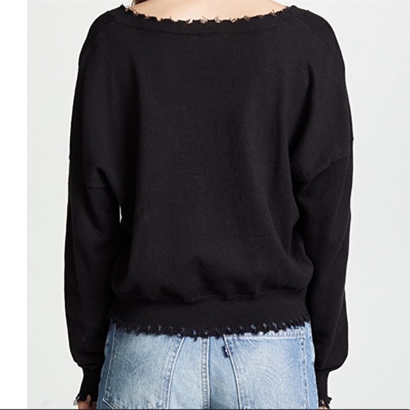 NATION LTD Black V Neck Distressed Sweater Small - Picture 2 of 9